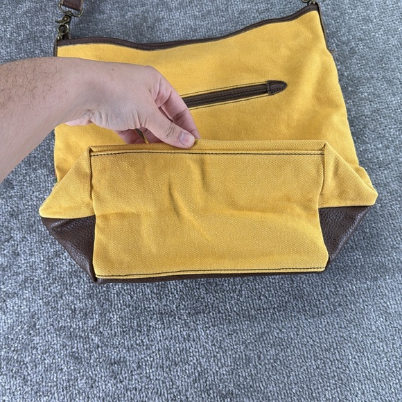 NWT Anngoti Yellow Canvas Leather Shoulder Crossbody Purse Bag Aztec Western - Picture 5 of 15